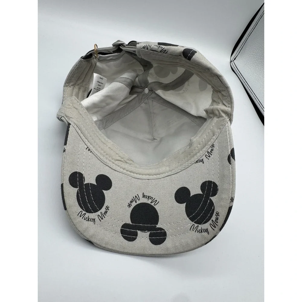 Disney Mickey Mouse Hat Cap Strap Back Gray Black Allover Print Baseball Mens